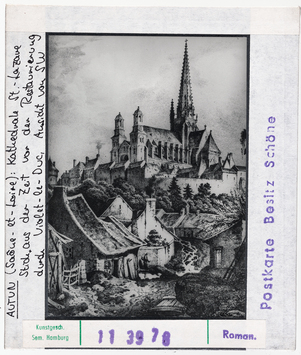 Vorschaubild Autun: Kathedrale Saint-Lazare, Ansicht von Südwesten, Stich aus der Zeit vor der Restaurierung 